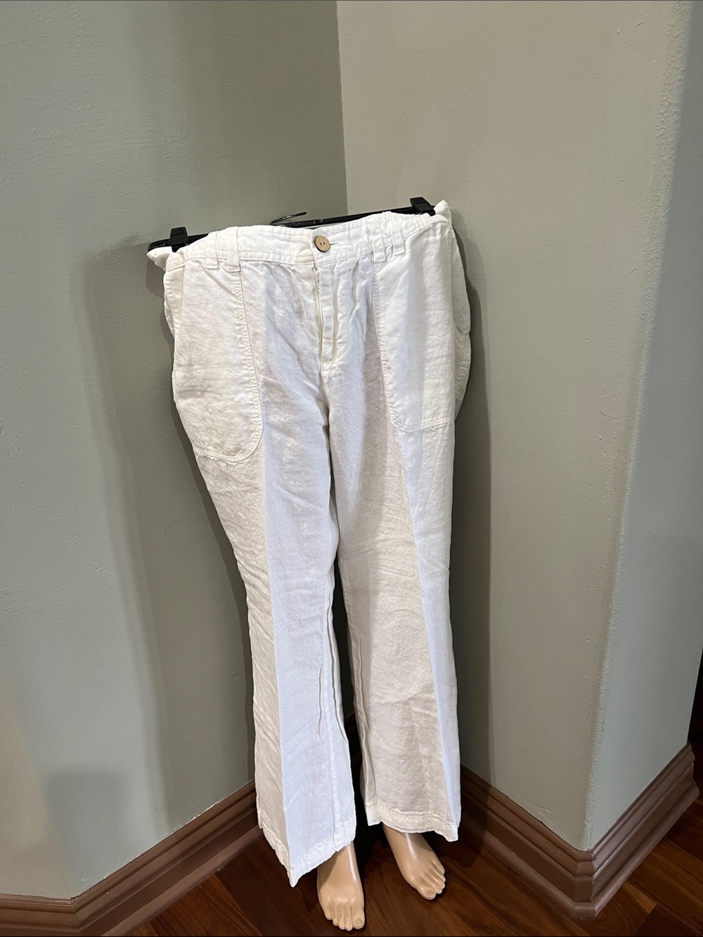 Banana Republic Organic Linen White Straight Leg Pants